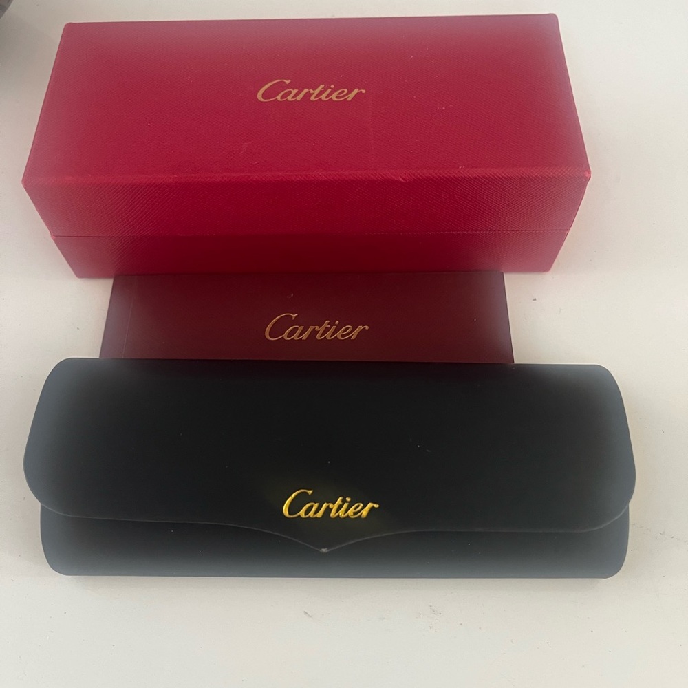 Cartier Gold and Black Rimless Sunglasses with Black Lenses - Picture 2 of 10